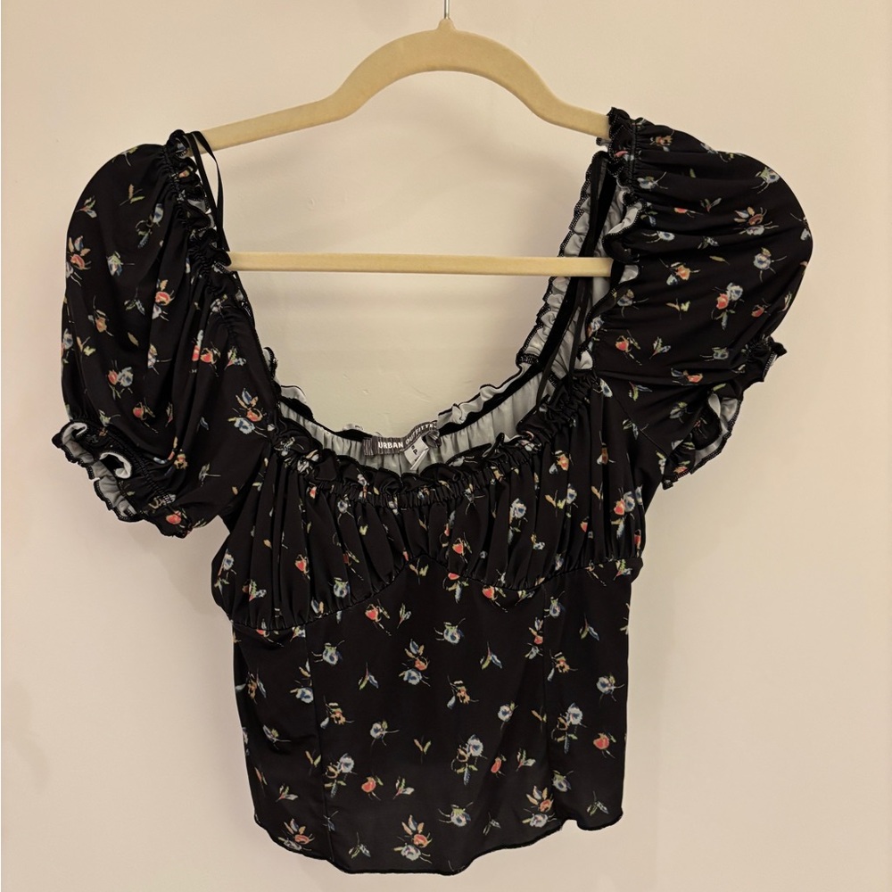 Urban Outfitters Black Floral Blouse